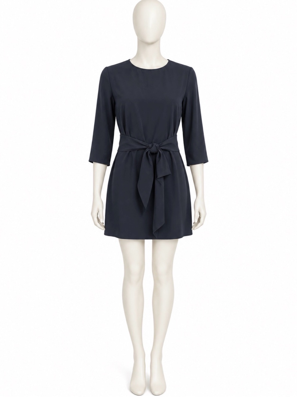 Aritzia Babaton Noble Navy Tie Waist Mini Dress Small